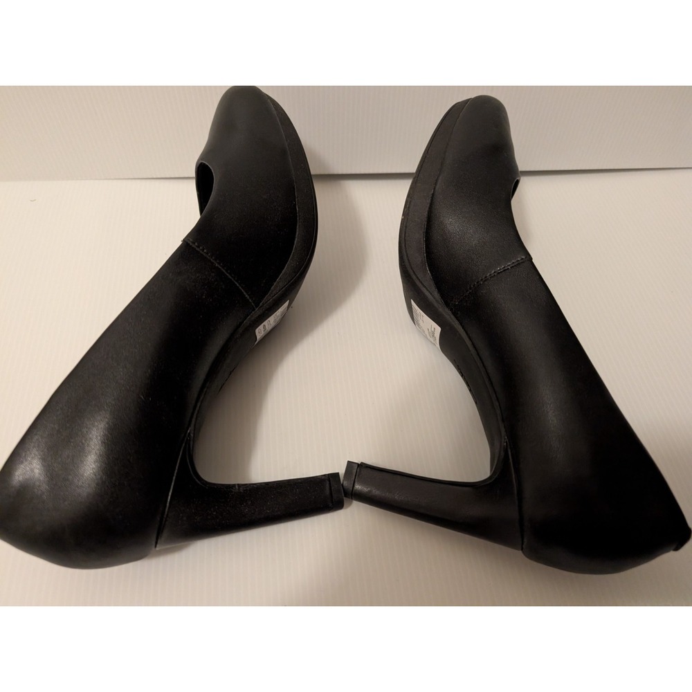 Clarks Women Shoes 11W Adriel Viola Dress Pump Heels Round Toe Black Leather - Picture 6 of 10